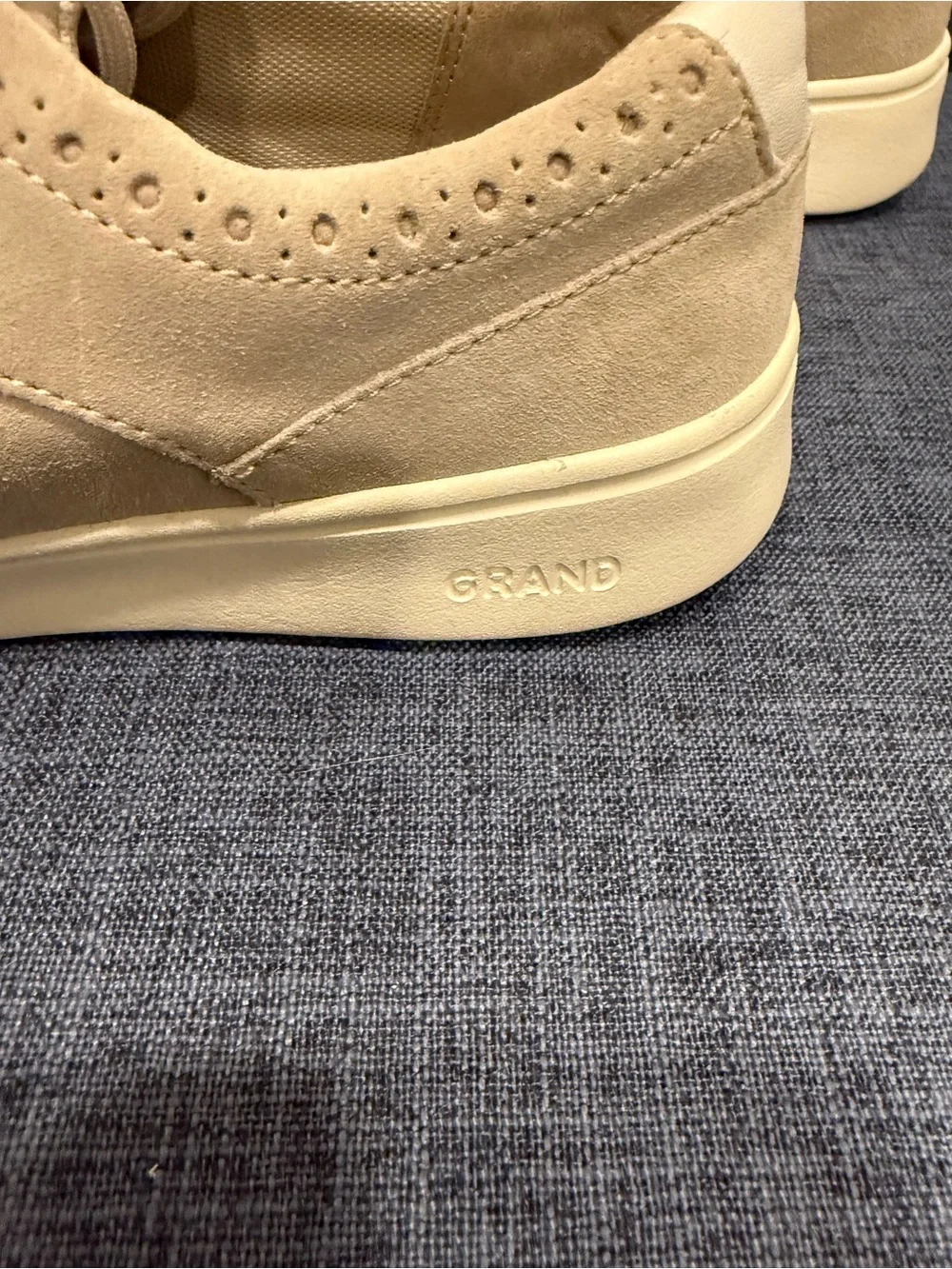 Cole Haan Suede Wingtip Derby Sneakers in Beige